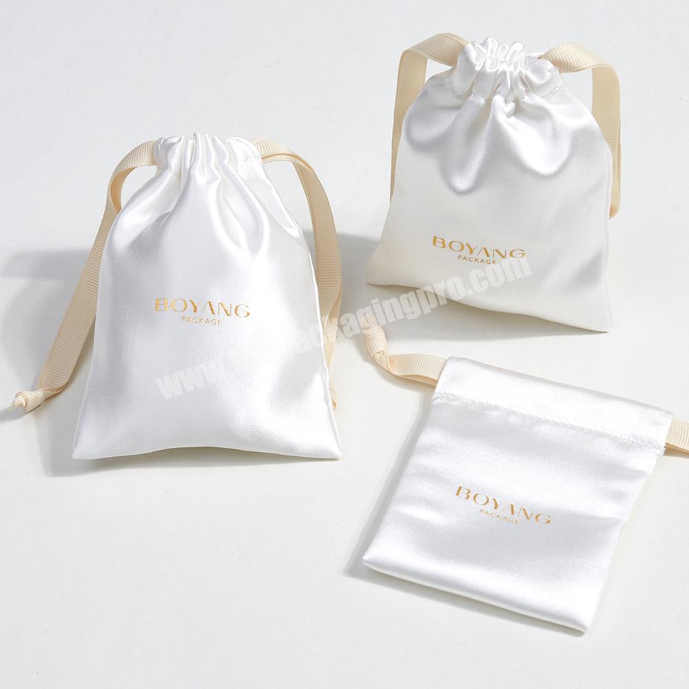 Custom Fashion Luxurious Gift Packaging Silk Satin Drawstring Jewelry Pouch Bag